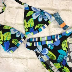 Jantzen 2 piece floral bikini swim suit size 12